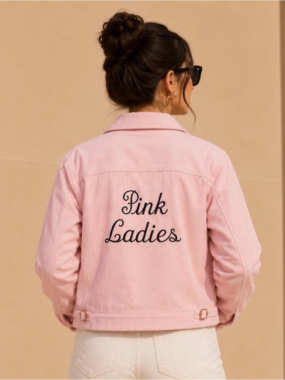 Grease inspired Pink Ladies Denim Jacket - Classic Button-Front - Picture 7 of 8